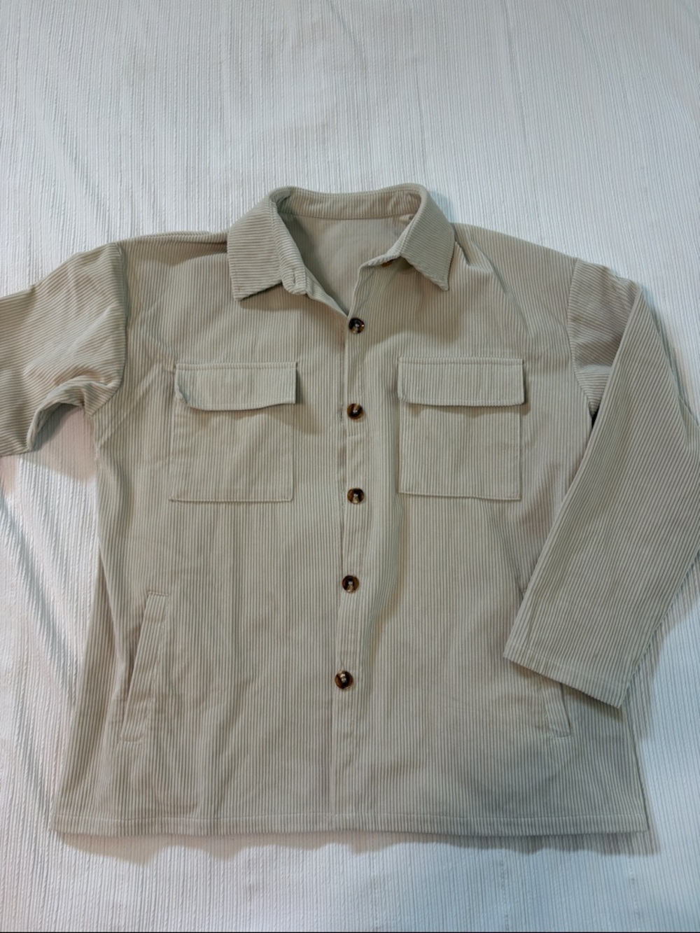 Women’s Corduroy Button-Up Jacket in Beige
